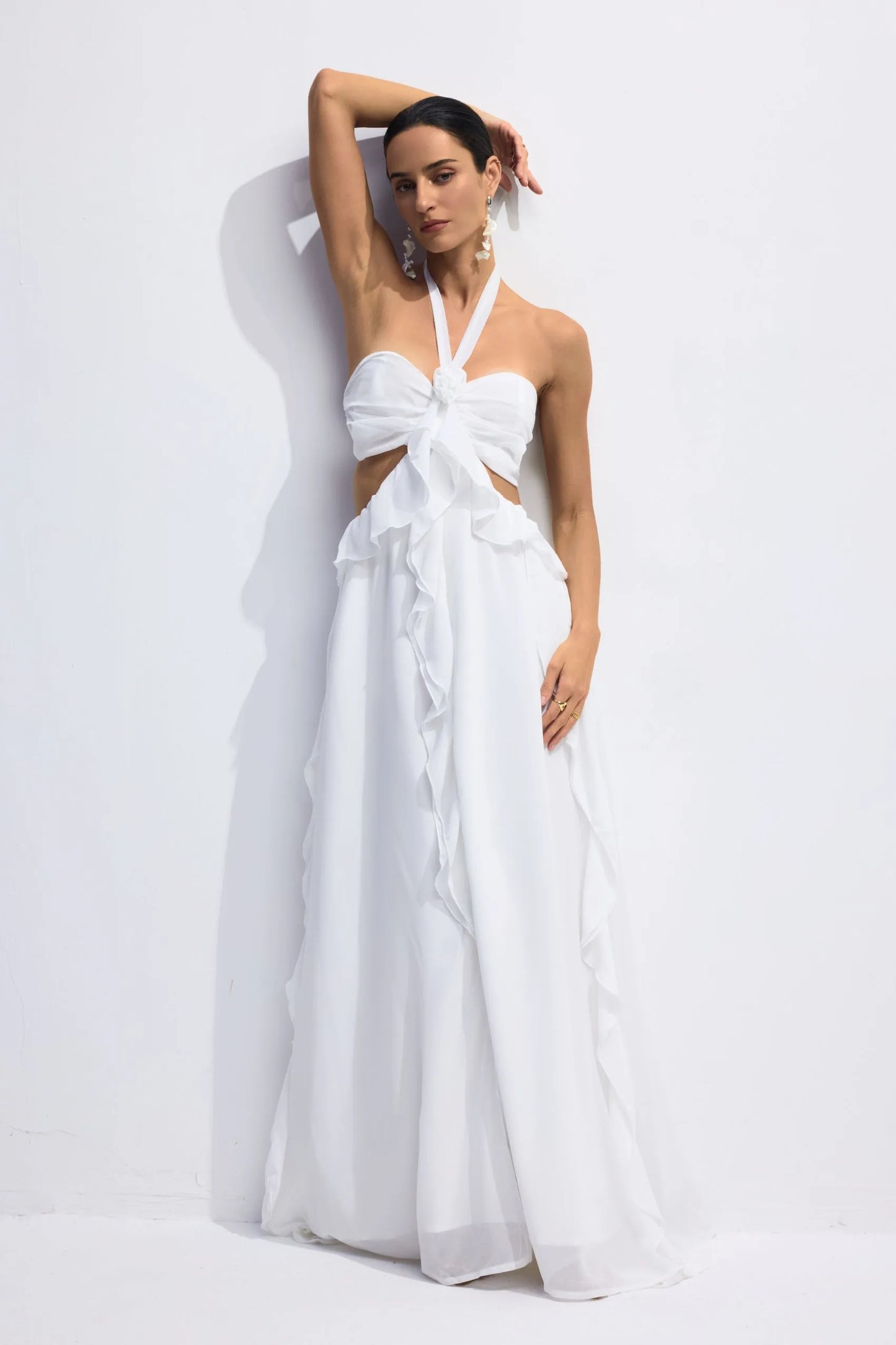 Ophelia Ruffle flower Cutout Maxi Dress