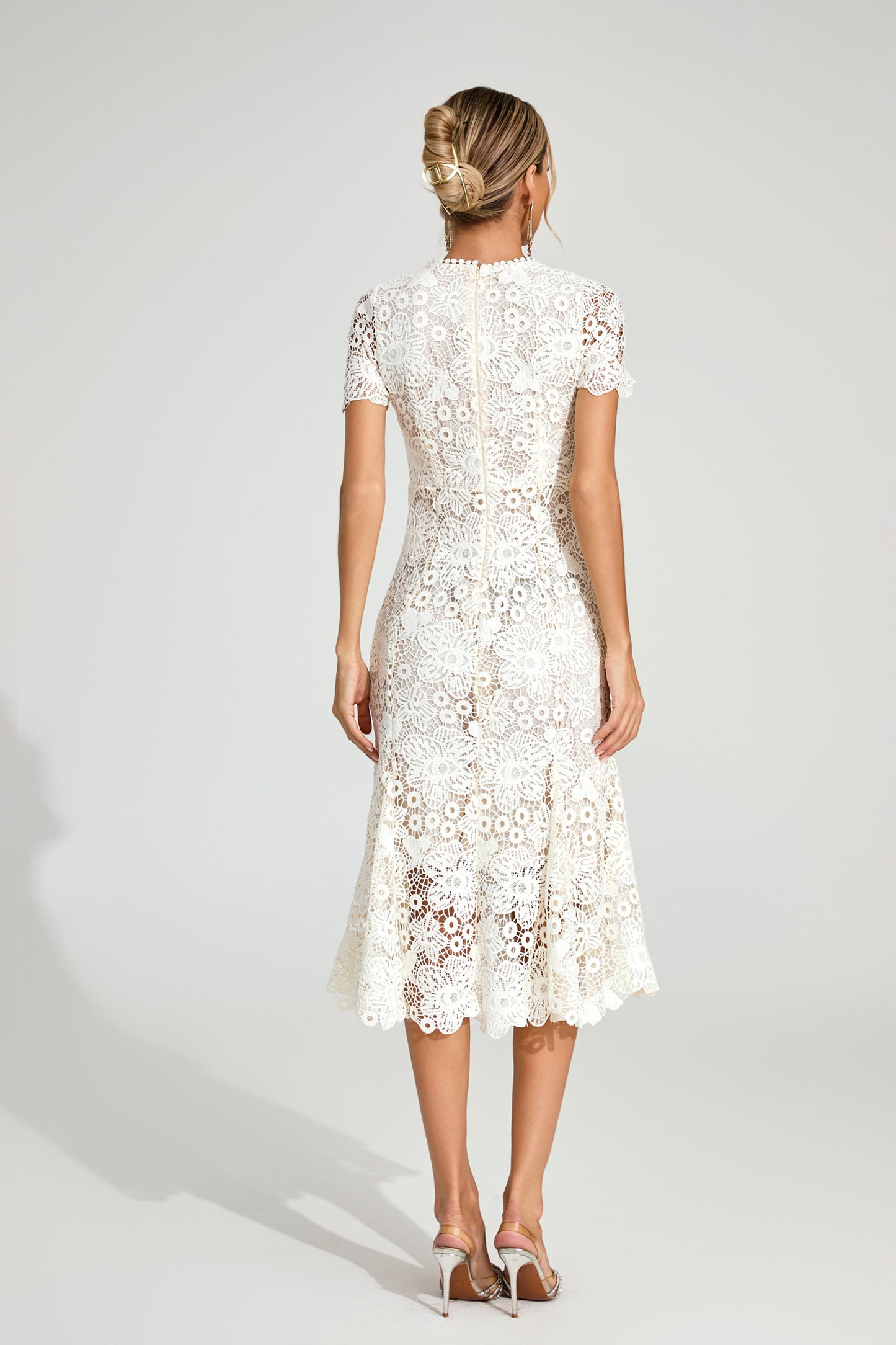 Florence White Lace Midi Dress