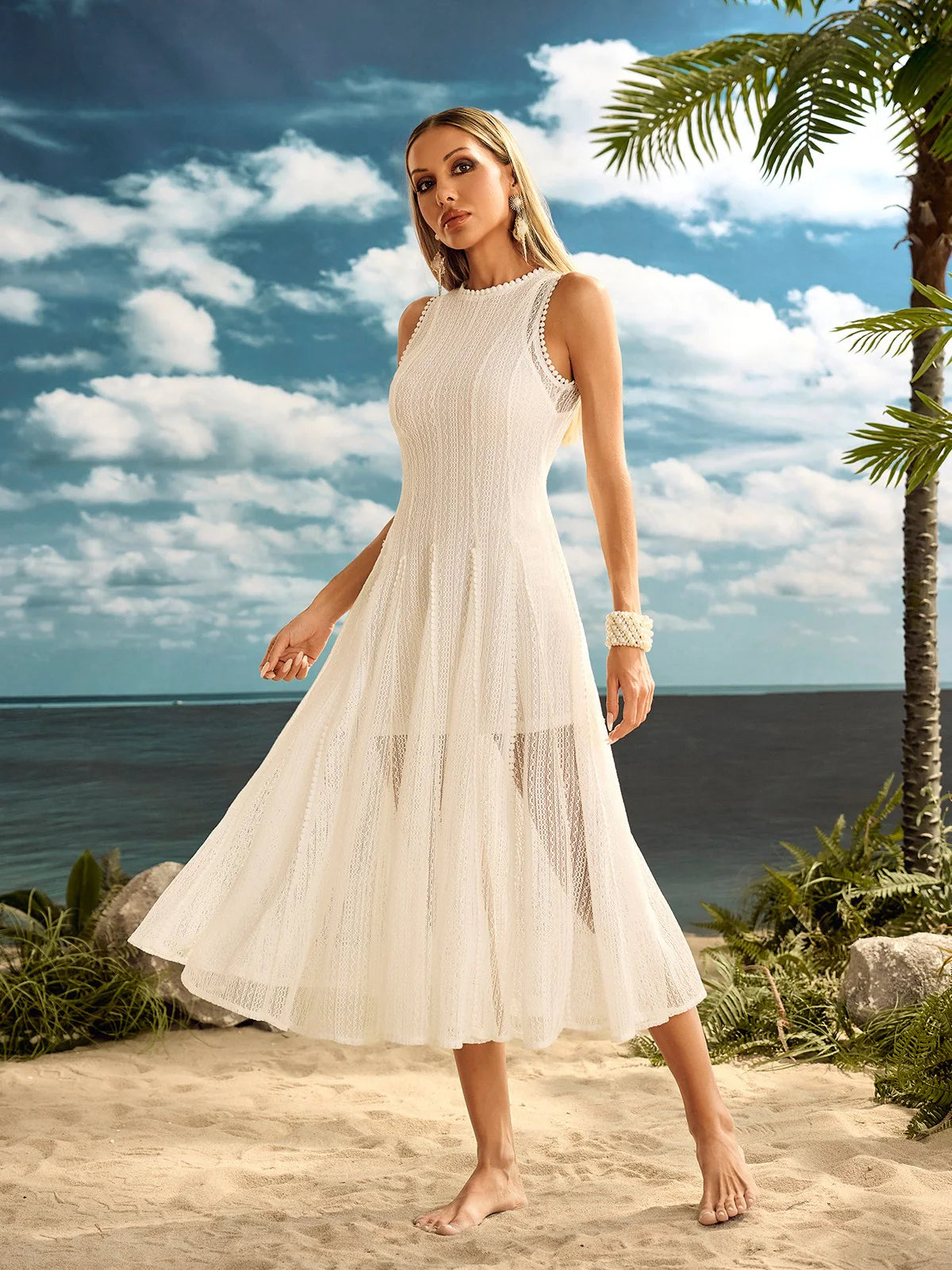 Éclat Nude Midi Dress