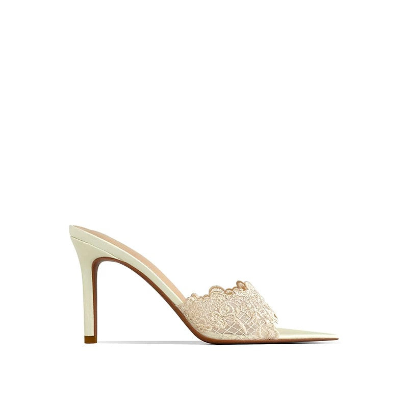 Midnight Lace Mule Heels