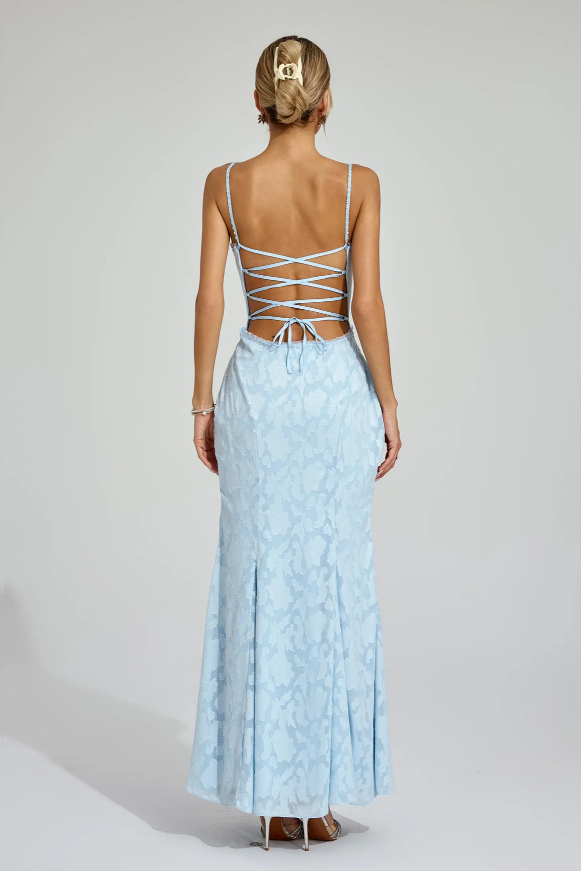 Céleste Back-Tie Blue Gown