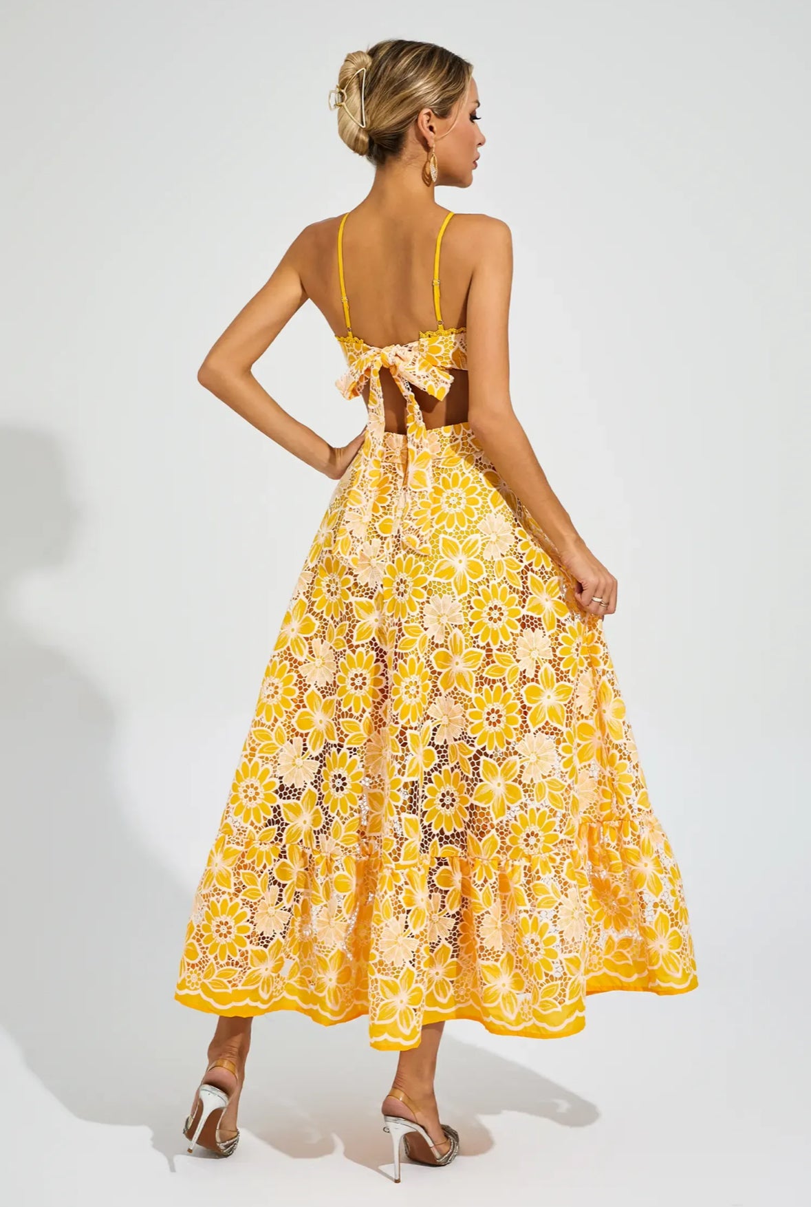Fiora Embroidered Lace Midi Dress