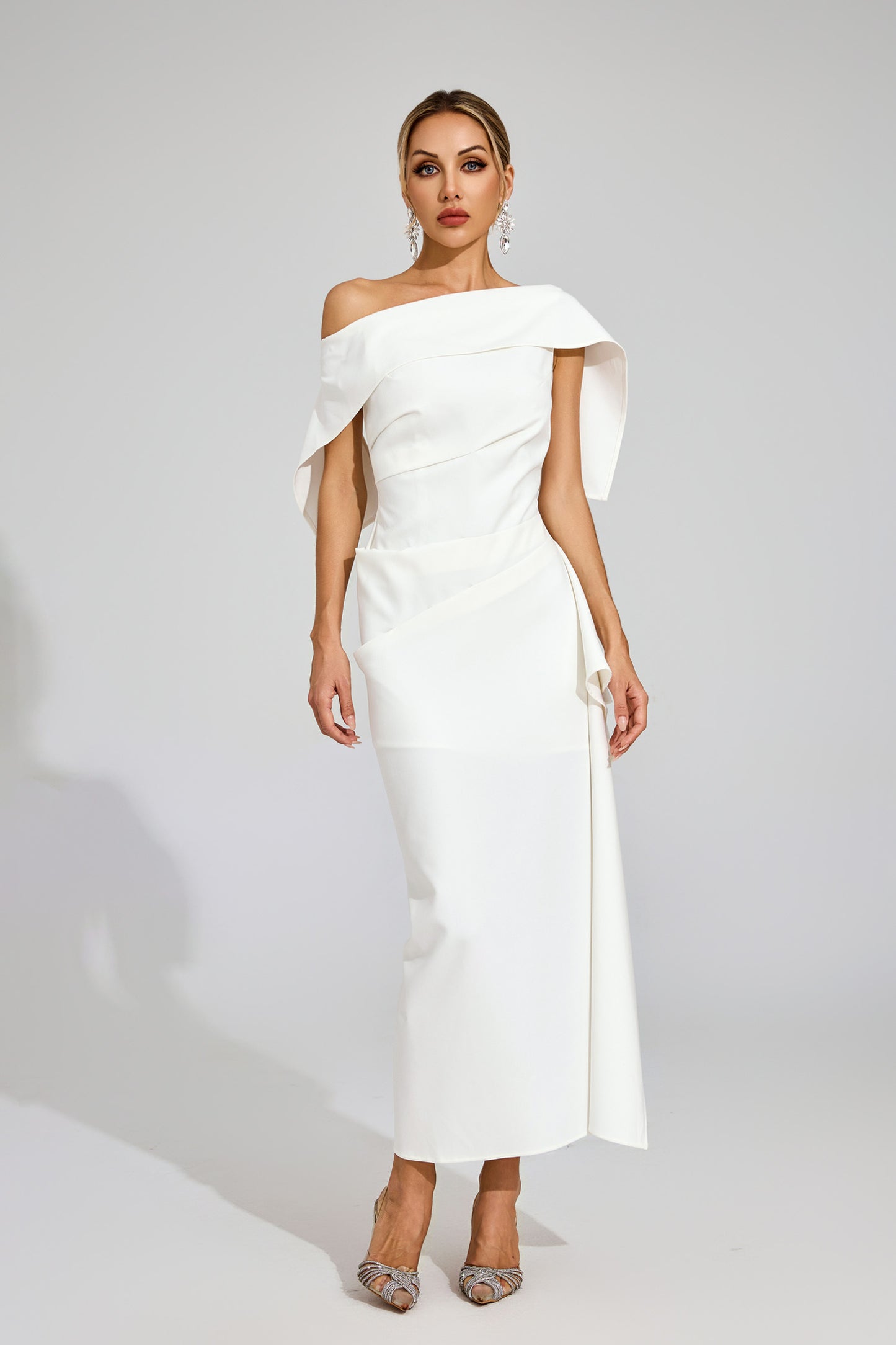 Ivana Draped One-Shoulder Gown