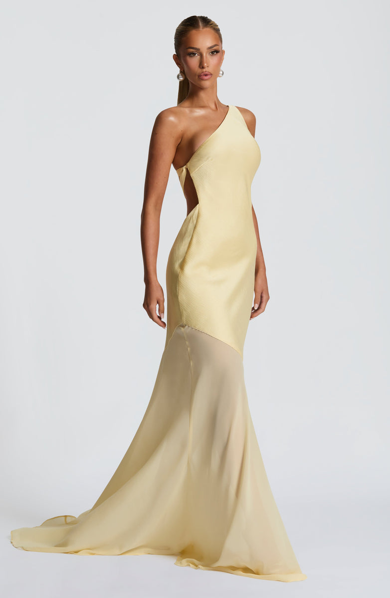 Soleil One Shoulder Sheer Mermaid Gown