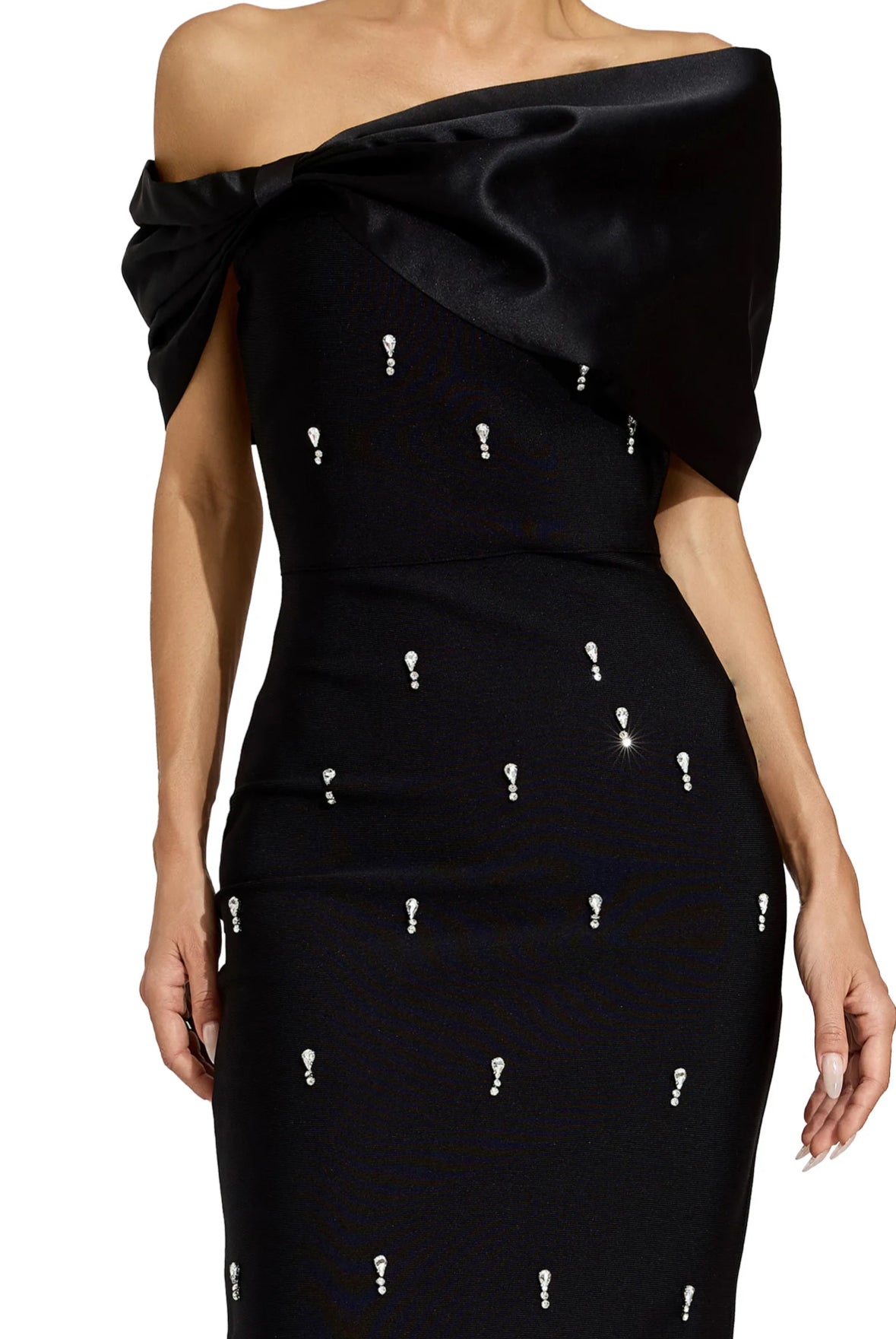 Crystal one shoulder maxi dress