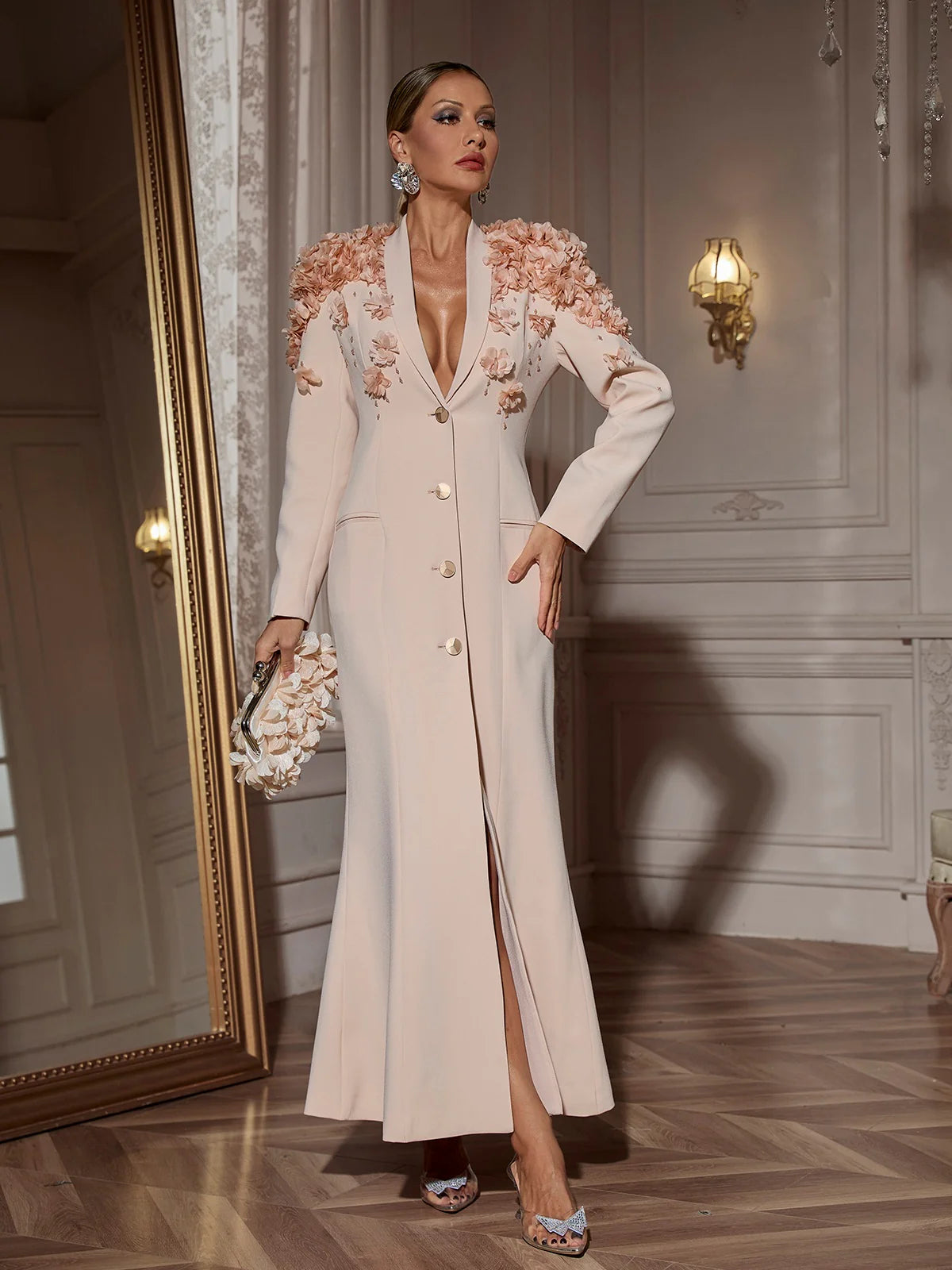 Rosalie 3D Floral Blazer Gown