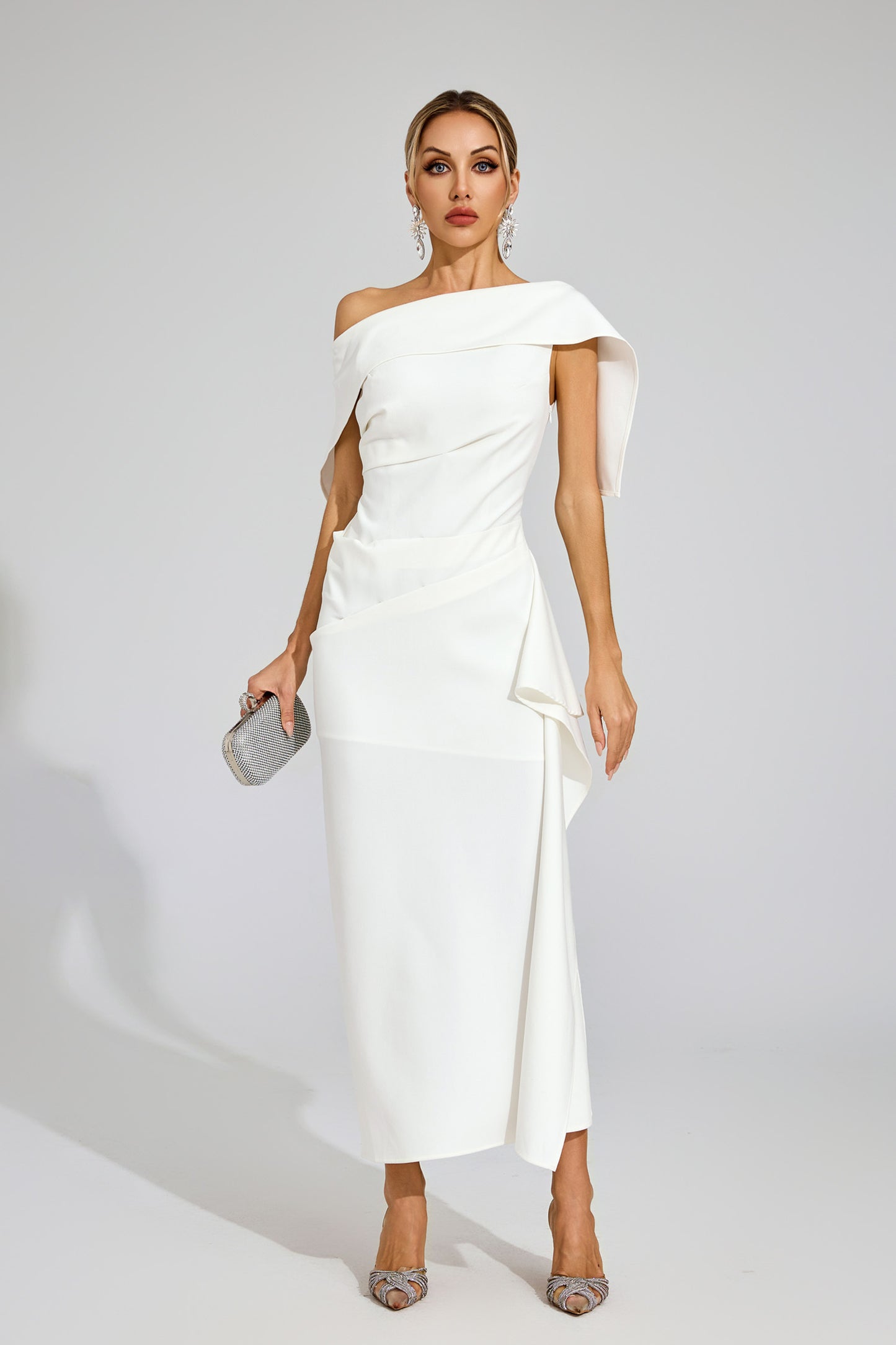 Ivana Draped One-Shoulder Gown
