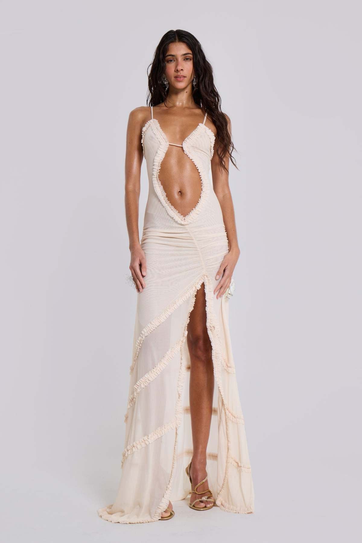 Amaya Cutout Ruffle Maxi Dress