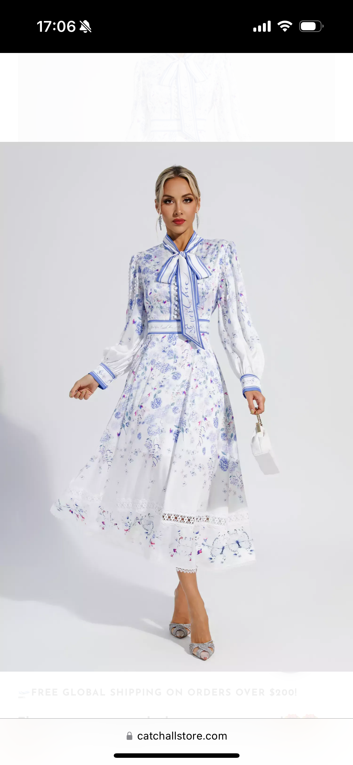 Blue floral midi dress