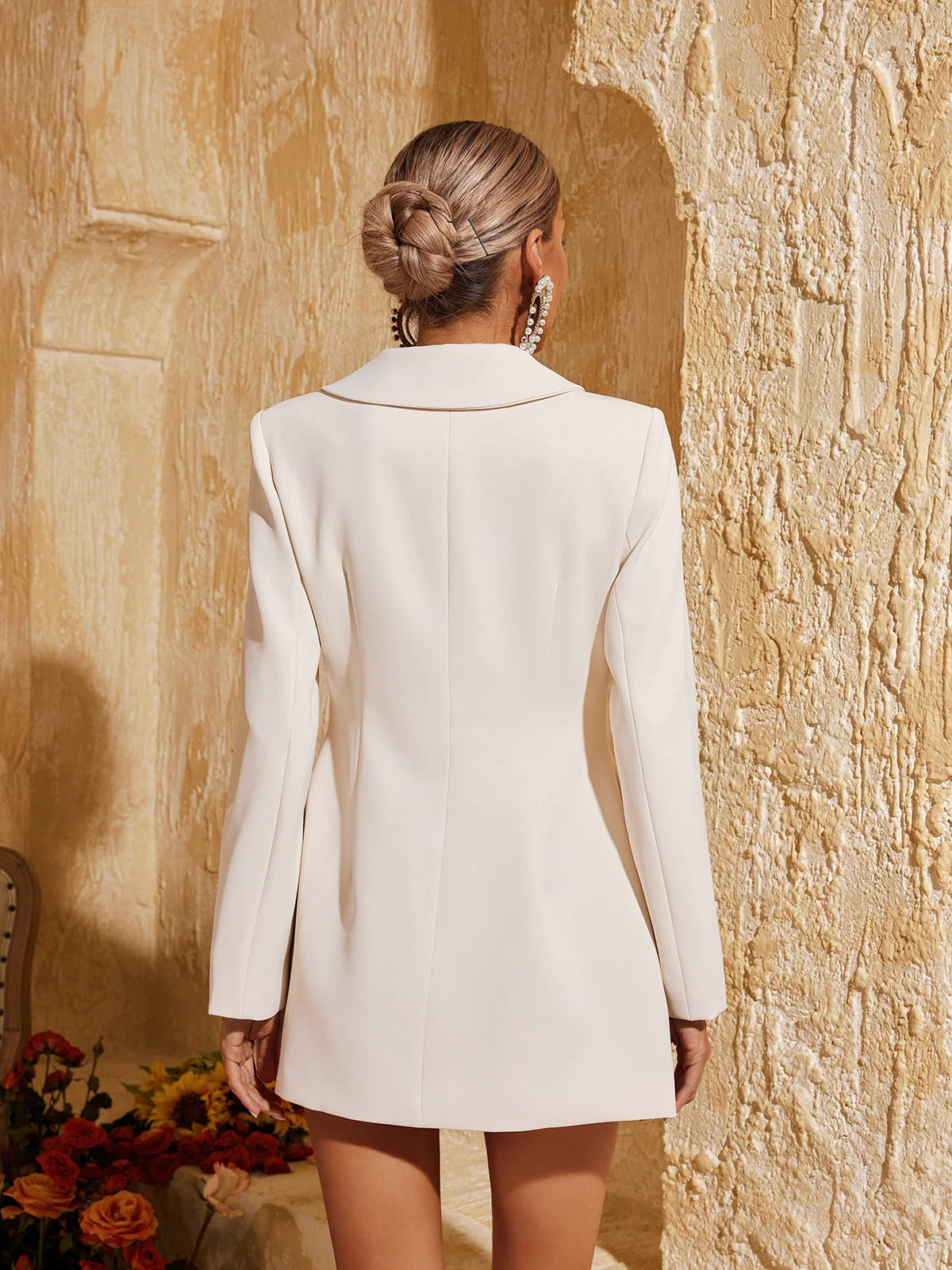 Camélia Rosette flower mini Blazer Dress