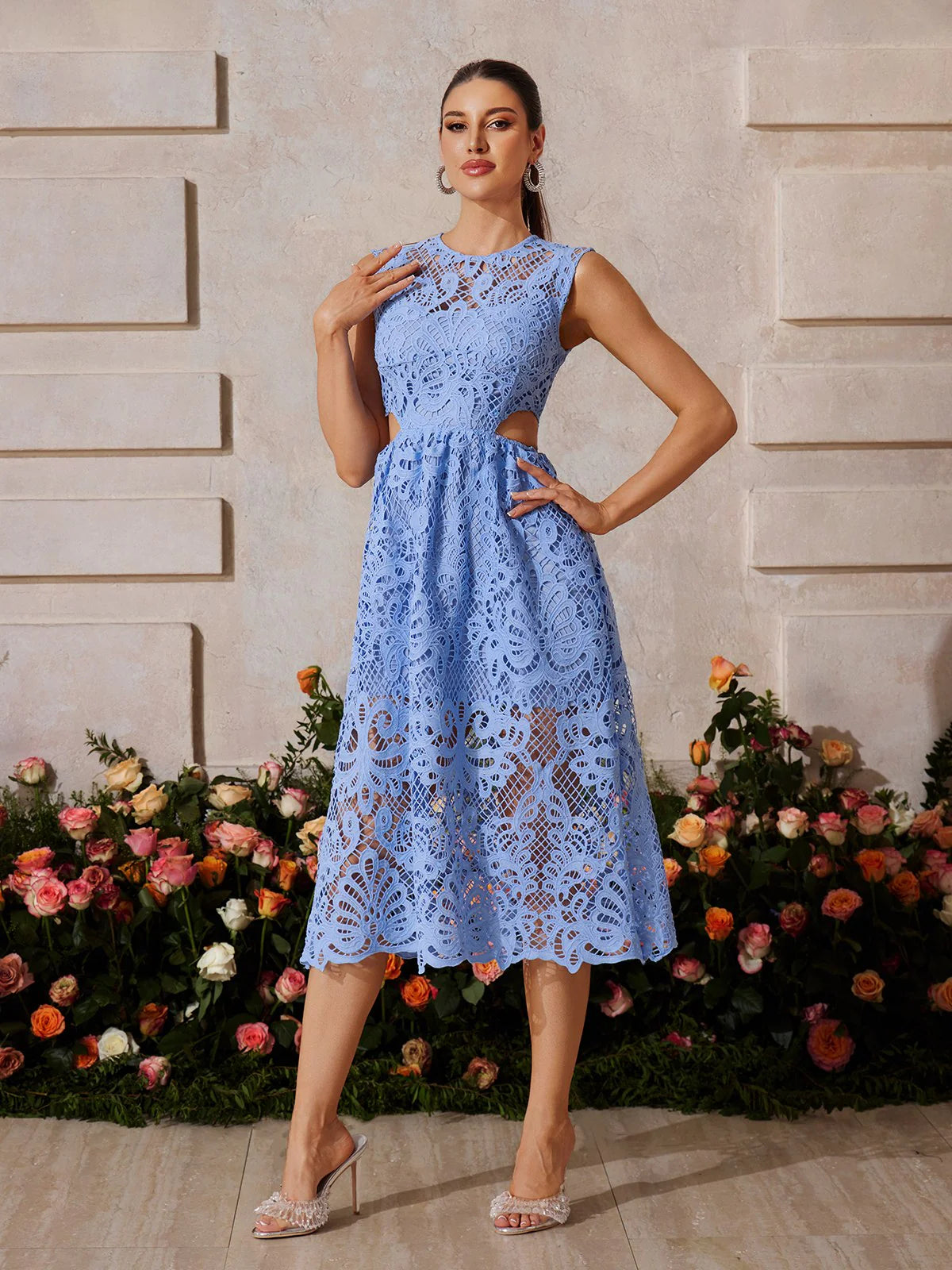 Celeste Cutout Lace Midi Dress