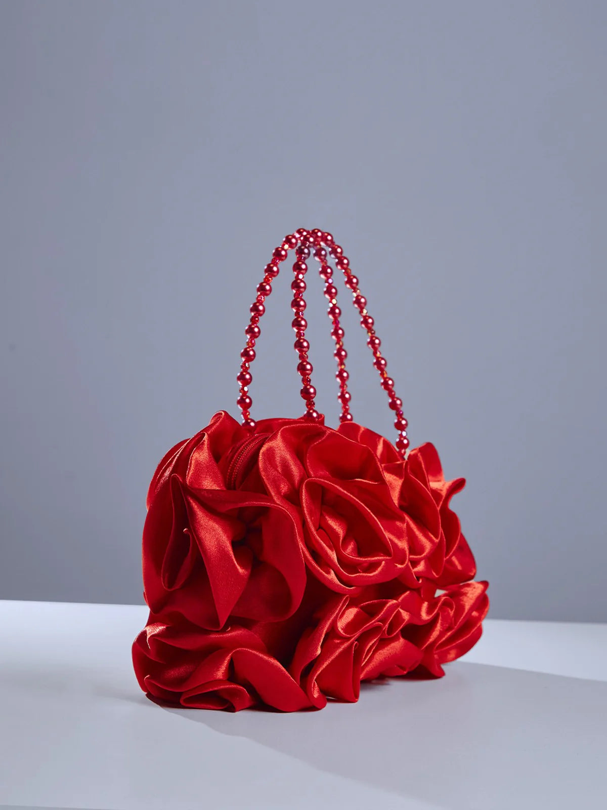 Red flower satin bag