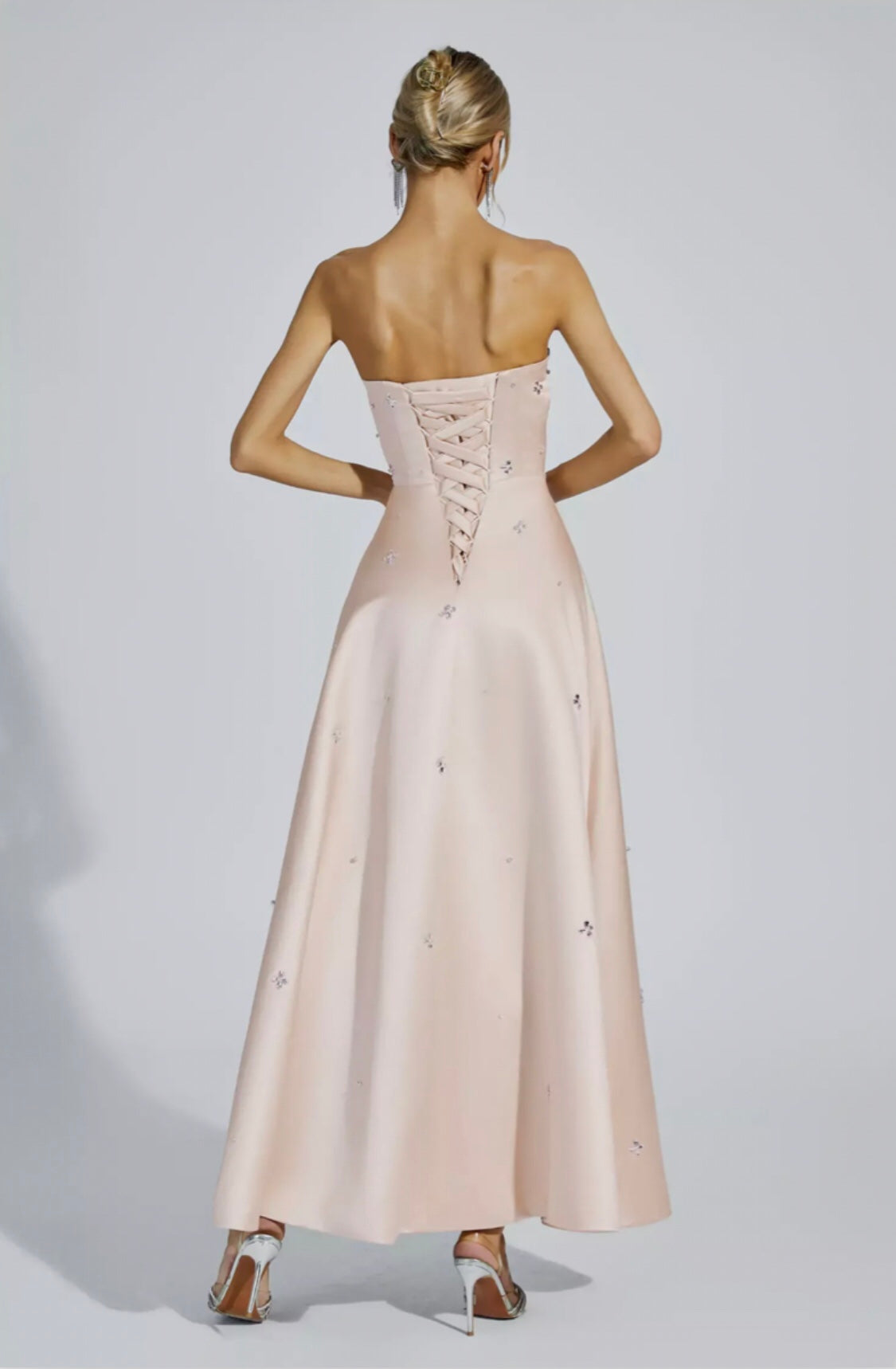 レイン オフショルダー マキシドレス