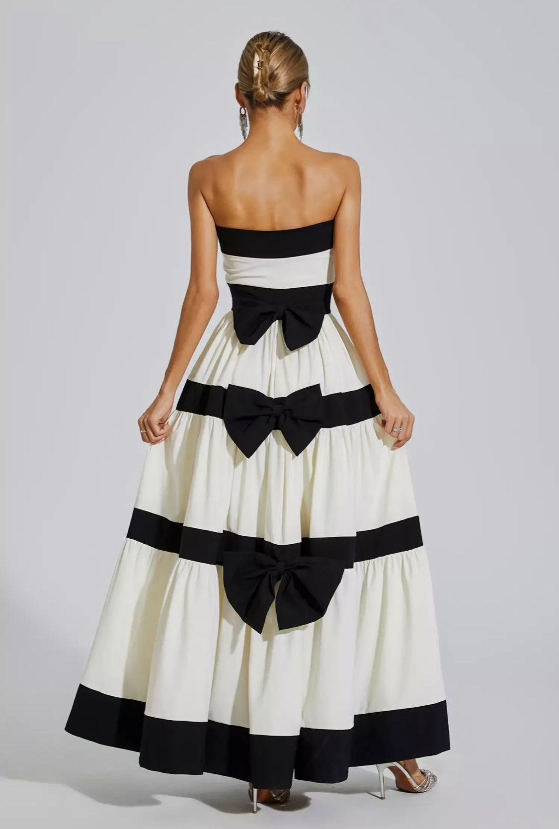 Valéry stripe bow knot maxi dress
