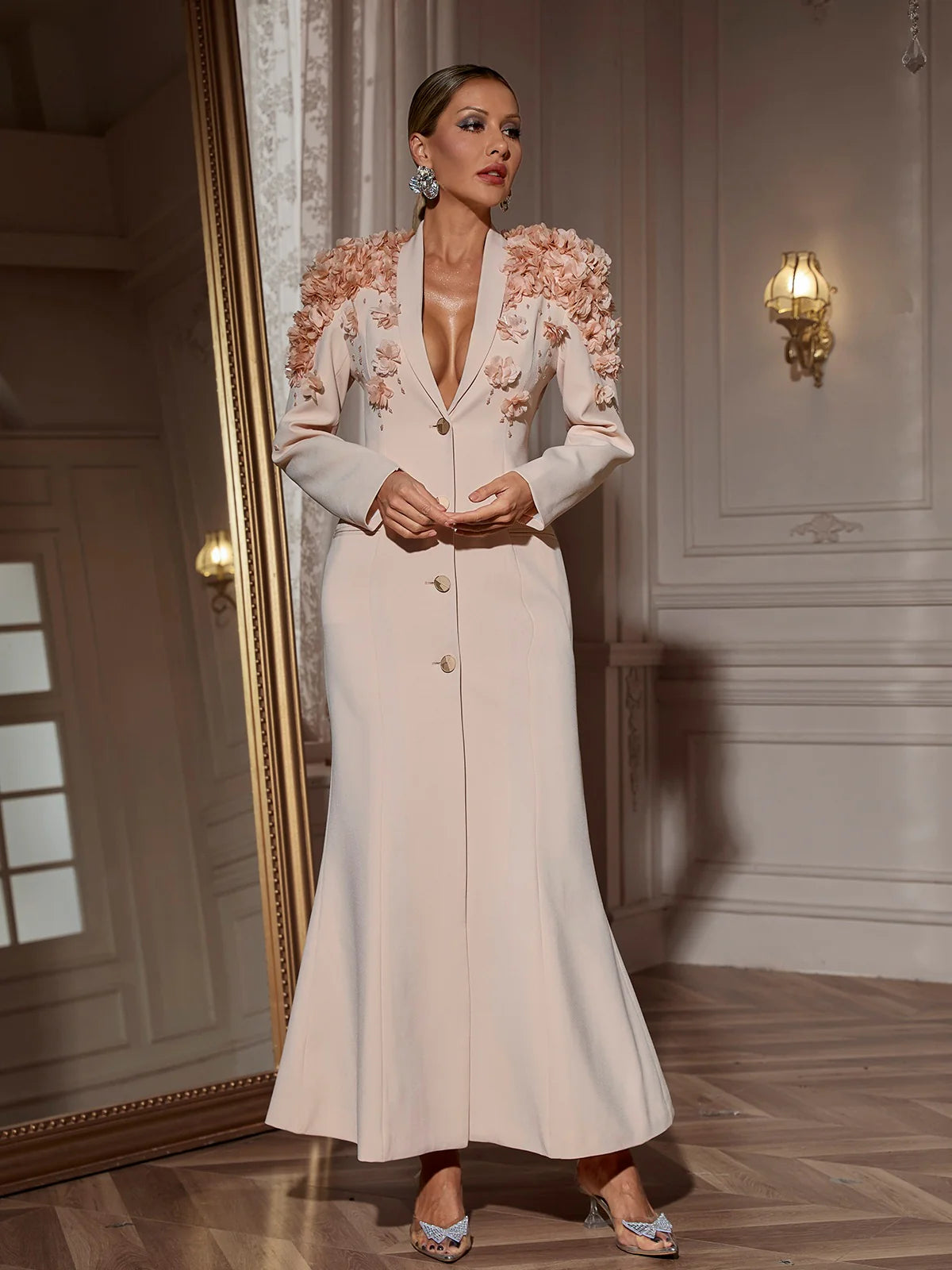 Rosalie 3D Floral Blazer Gown