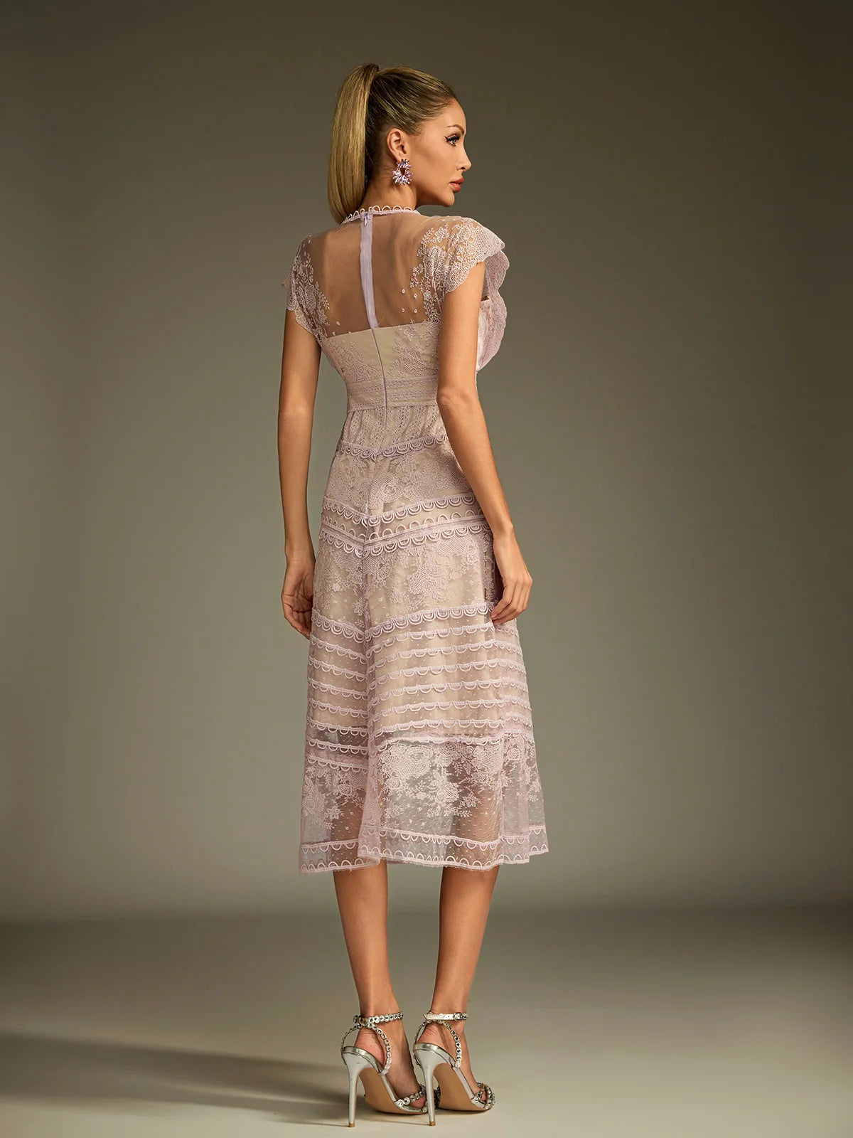 Éclat Lace Illusion Midi Dress