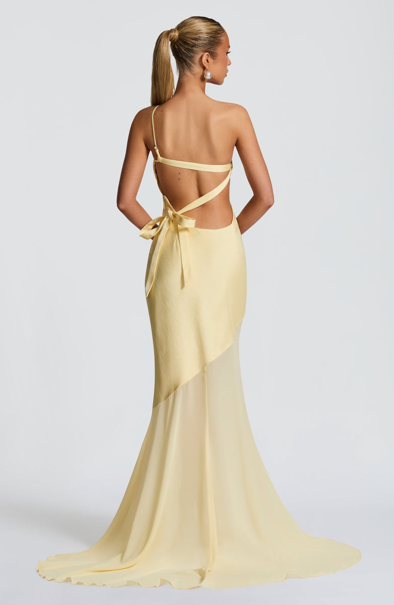 Soleil One Shoulder Sheer Mermaid Gown