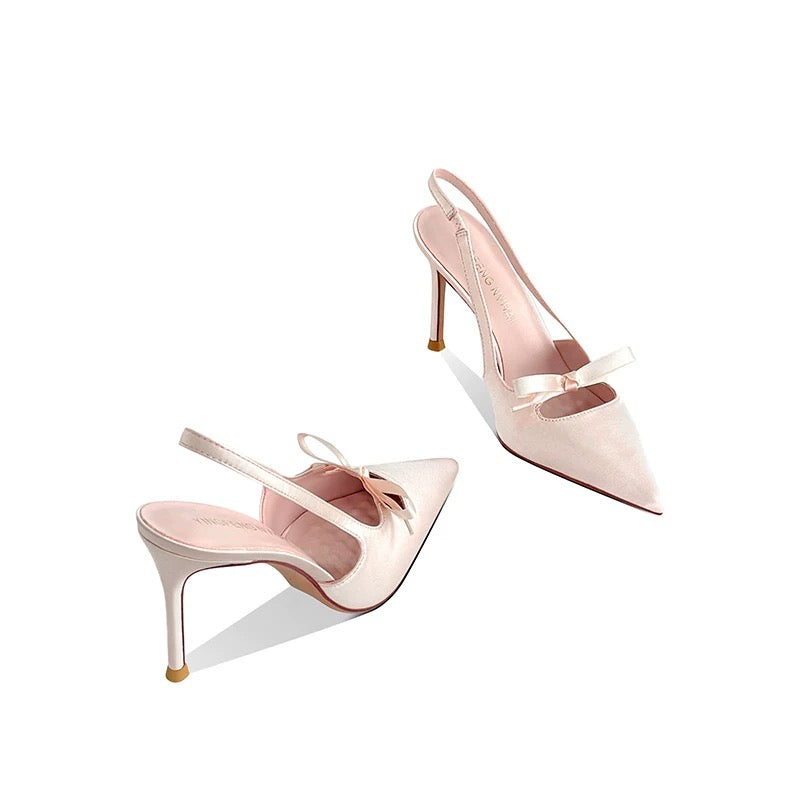 Rosalie Satin Bow Slingback Heels