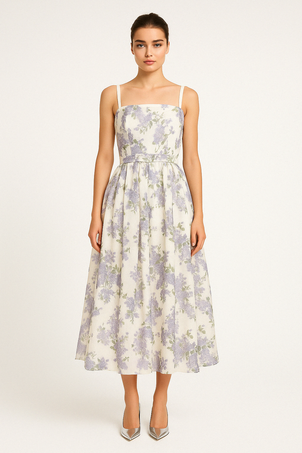 Lilac Whisper floral Midi Dress