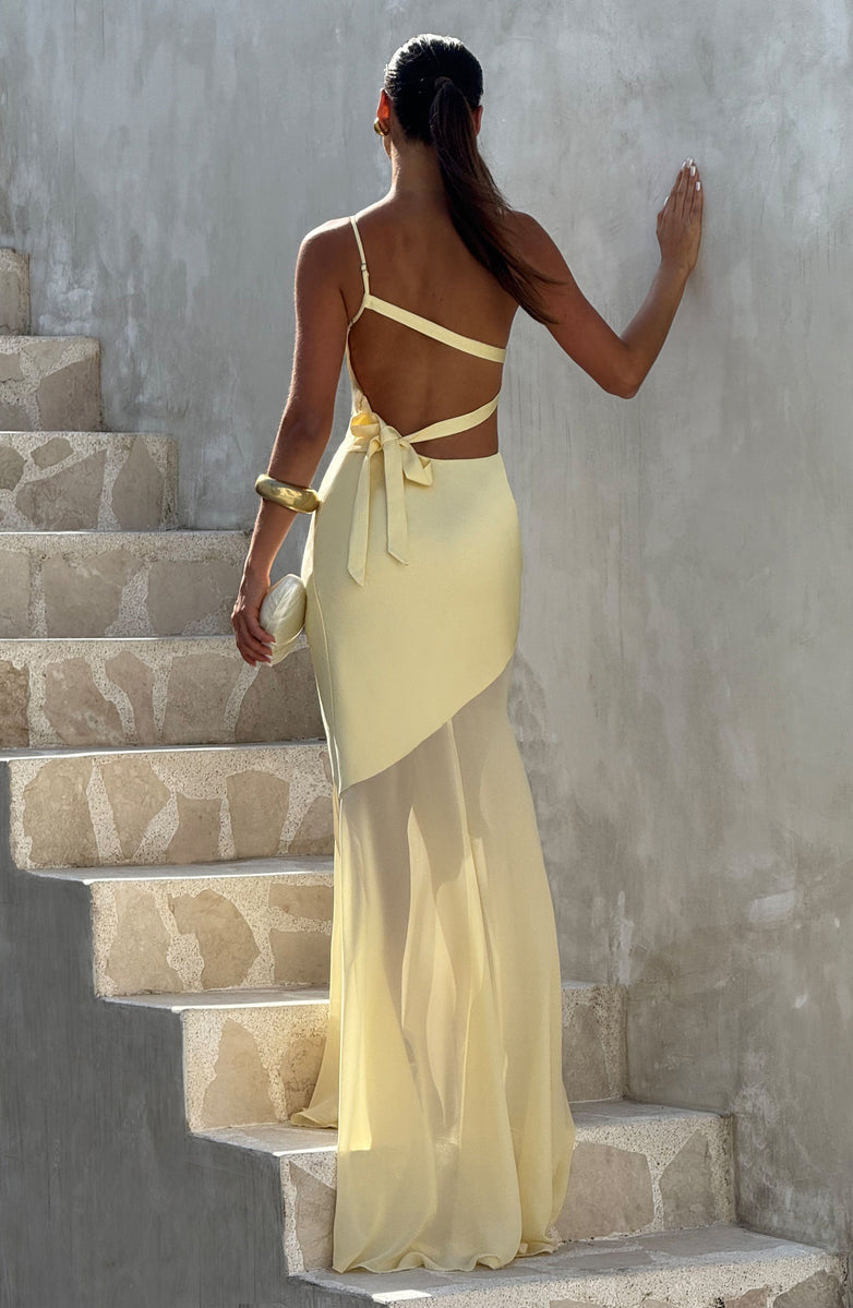Soleil One Shoulder Sheer Mermaid Gown
