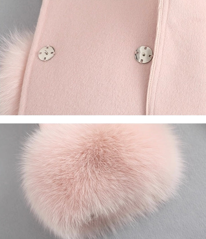 Amélie Embellished Wool-Fox Fur Coat