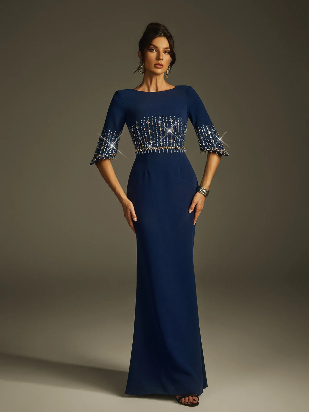 Sapphire Gem Embellished Gown