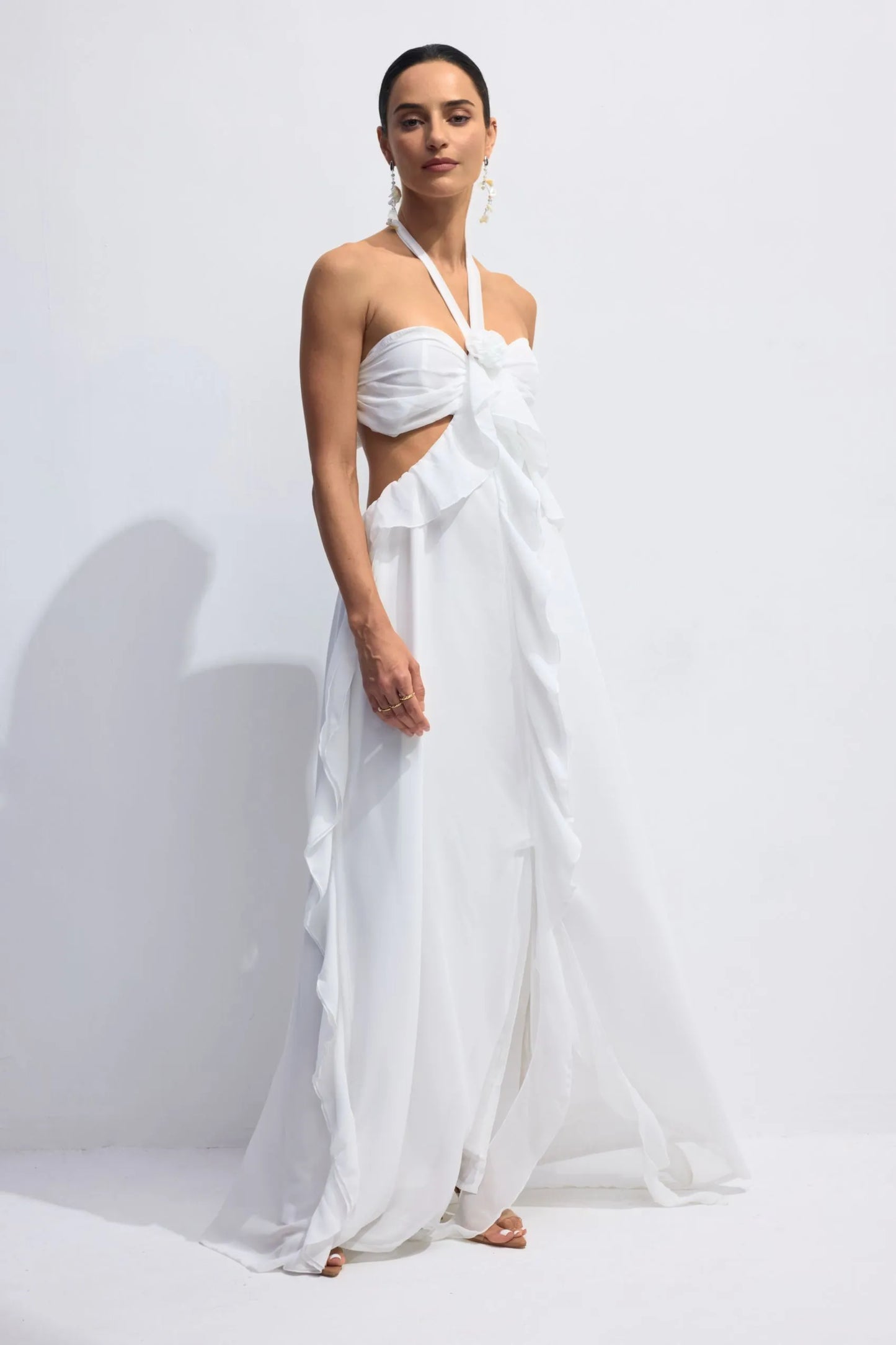 Ophelia Ruffle flower Cutout Maxi Dress