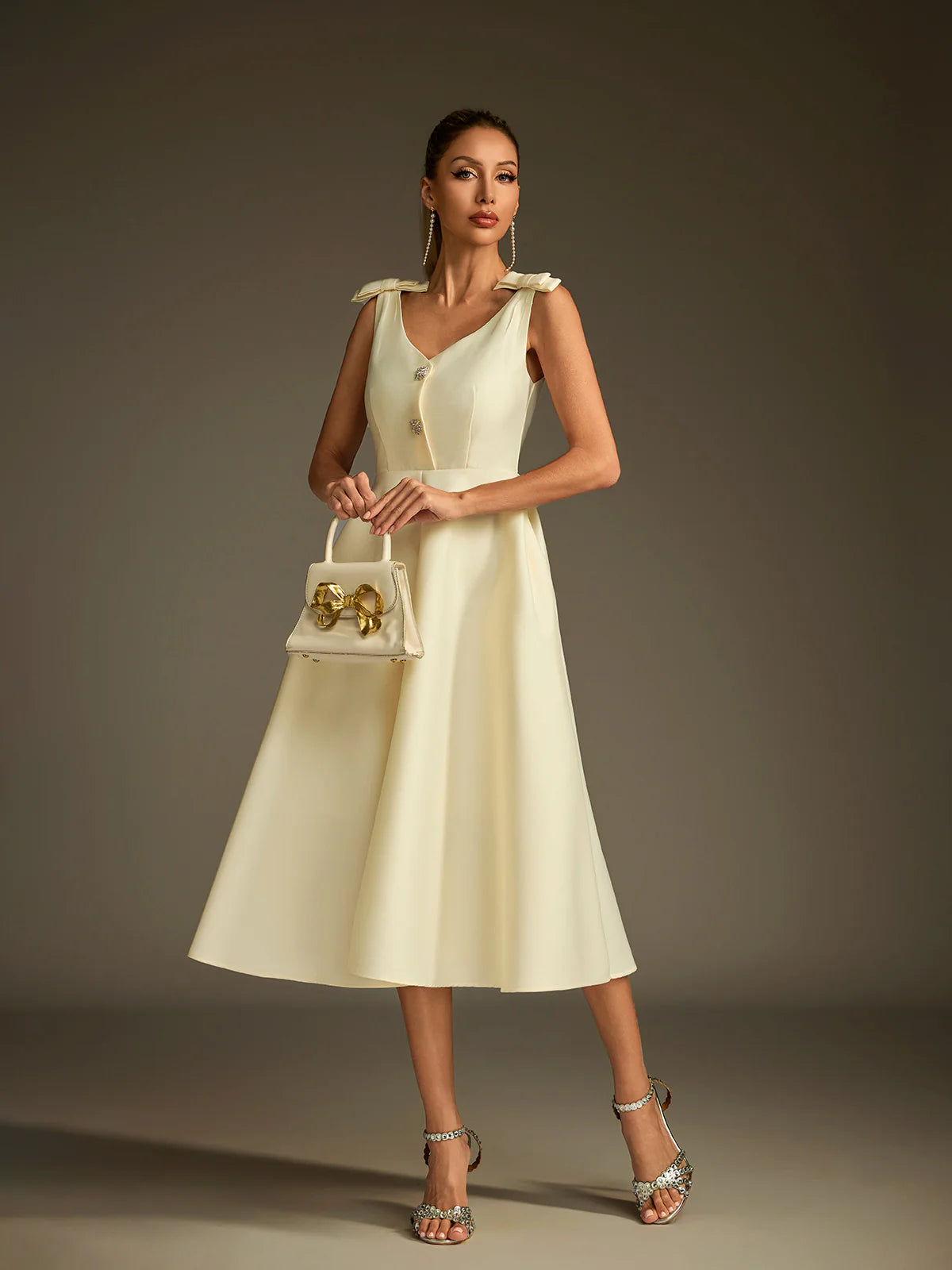 Colette Satin Fit & Flare Midi Dress