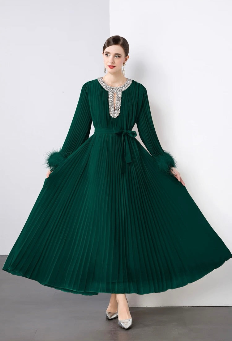 Regal Pleats crystal Gown