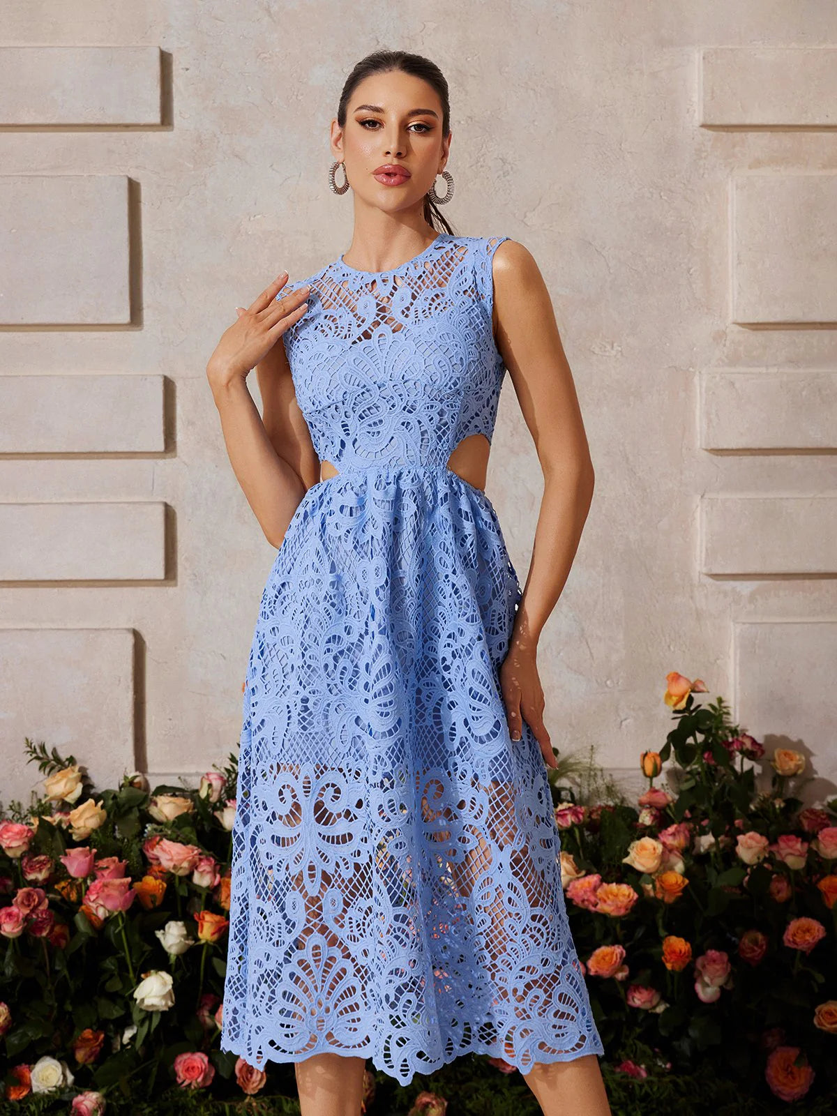 Celeste Cutout Lace Midi Dress