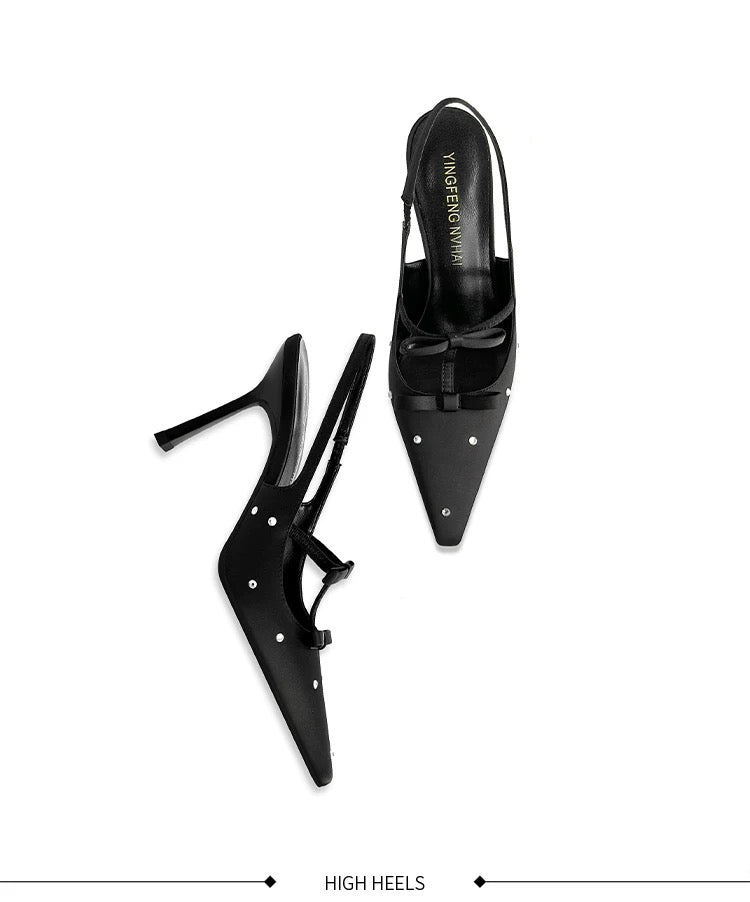Liana Crystal Dots Satin Slingback Heels