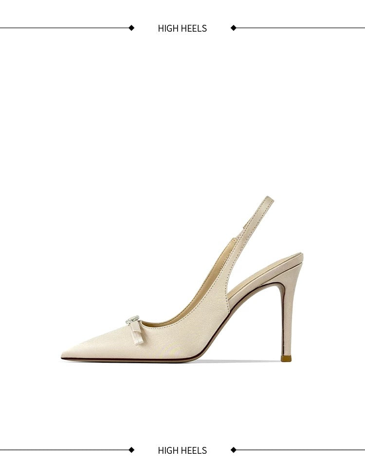 Amara Satin Bow Slingback Heels
