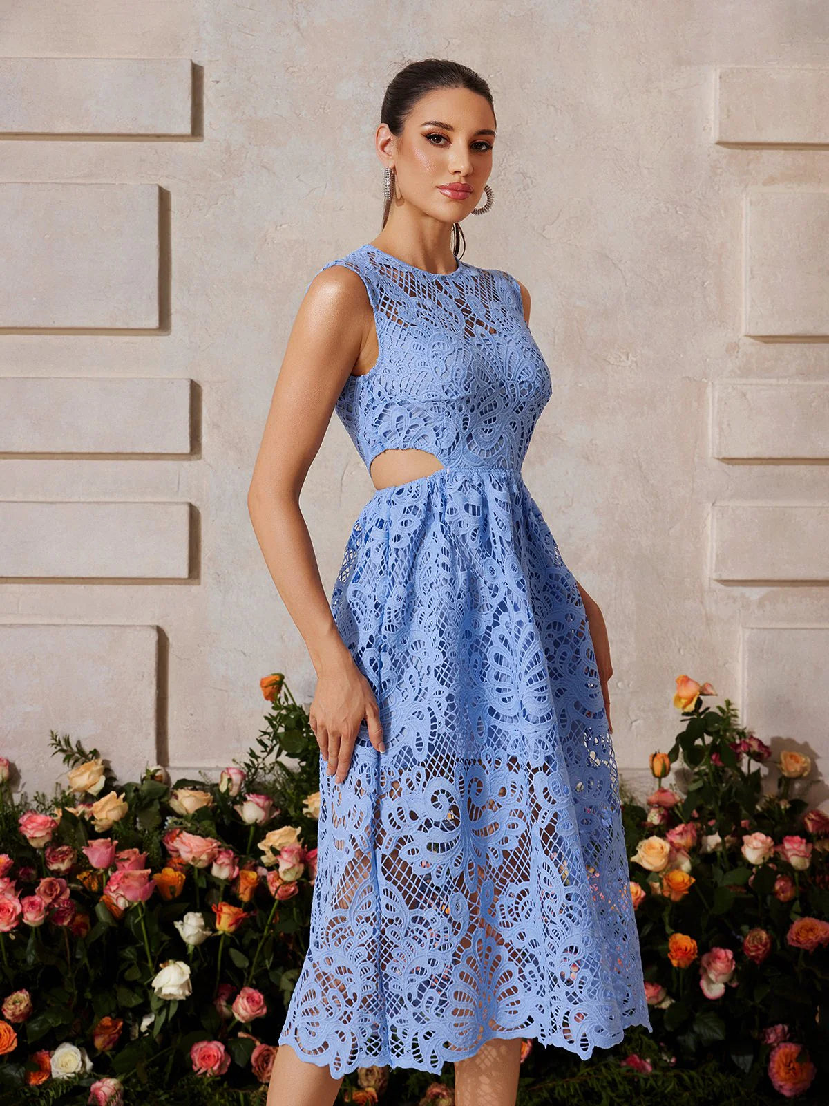 Celeste Cutout Lace Midi Dress