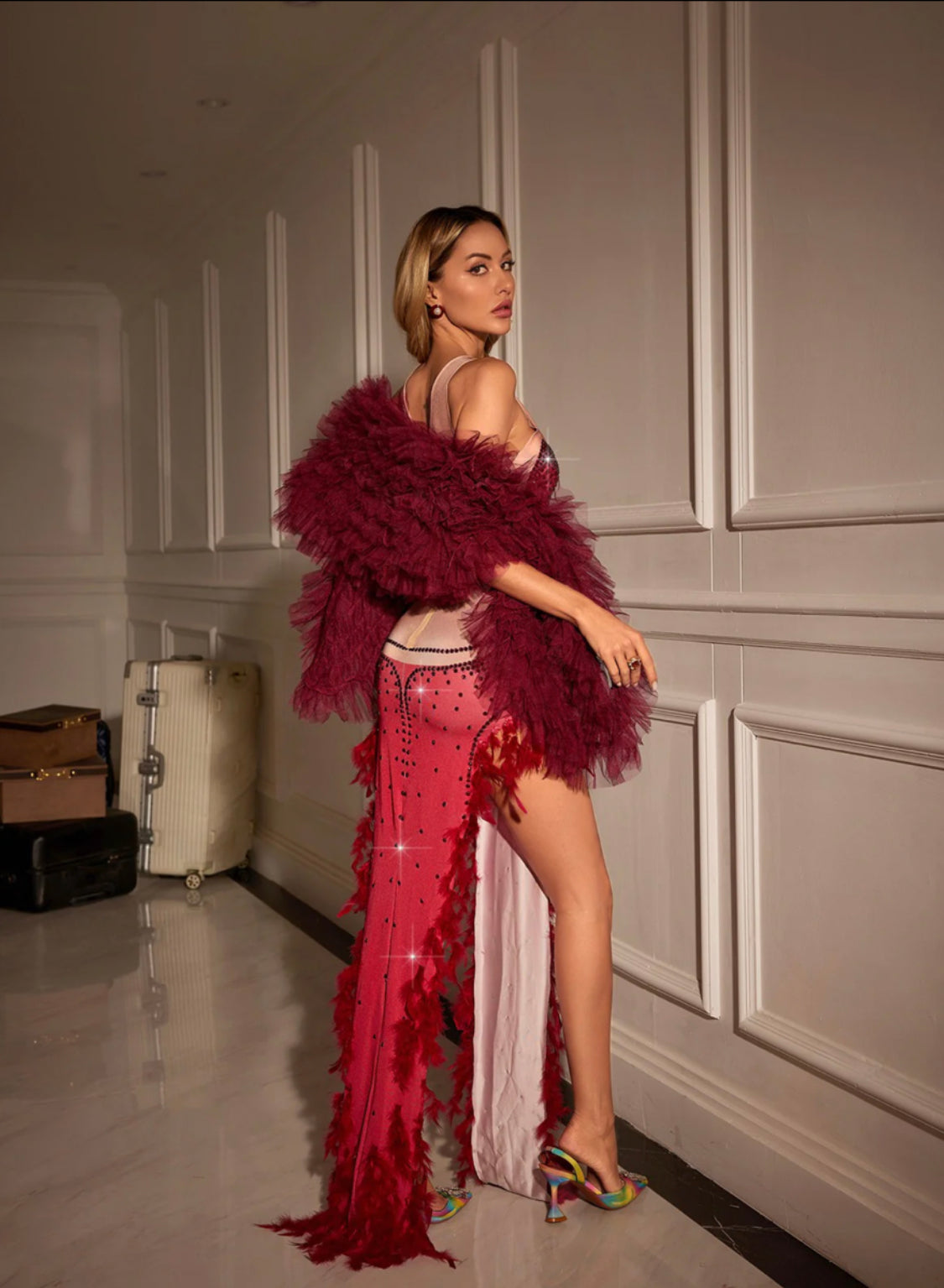 Alyn maxi dress with cape (8264403976430)