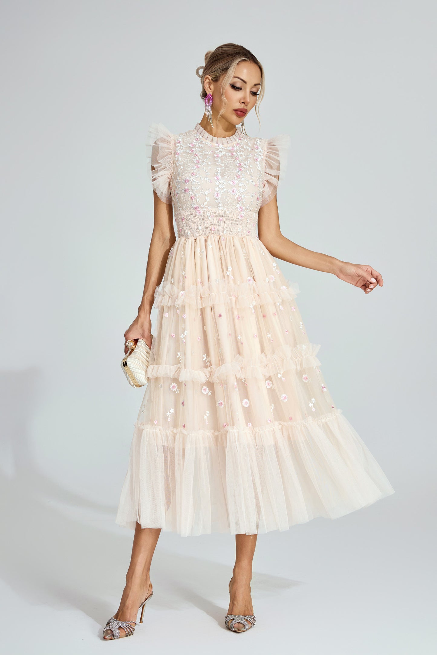 Élise Tulle Blossom Midi Dress
