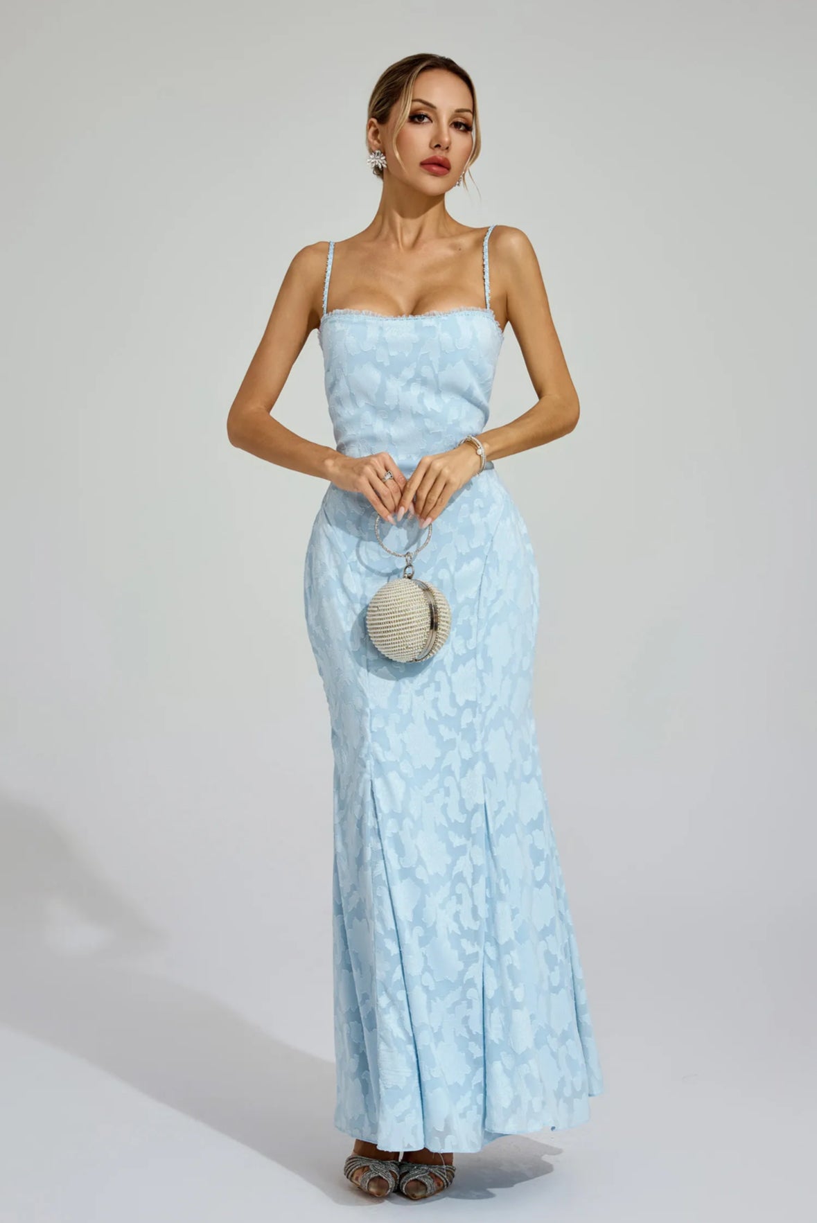 Céleste Back-Tie Blue Gown