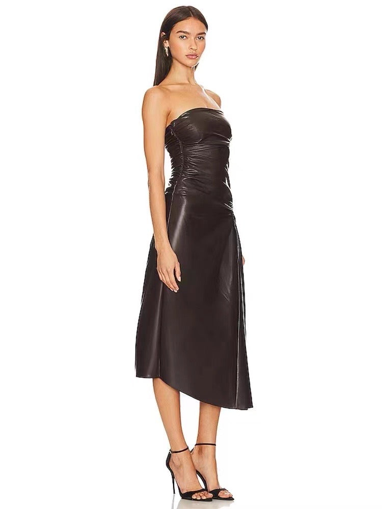 Carrie leather midi dress (8213111472366)