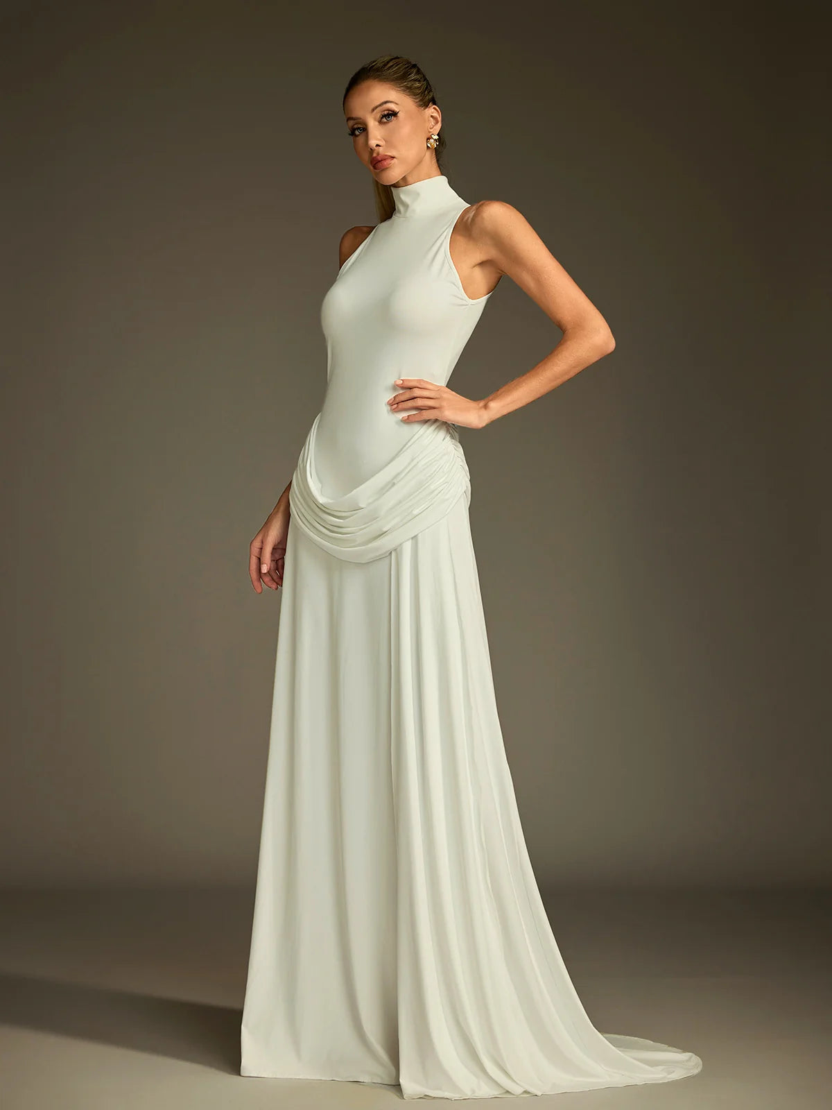 Élise Draped High Neck Gown