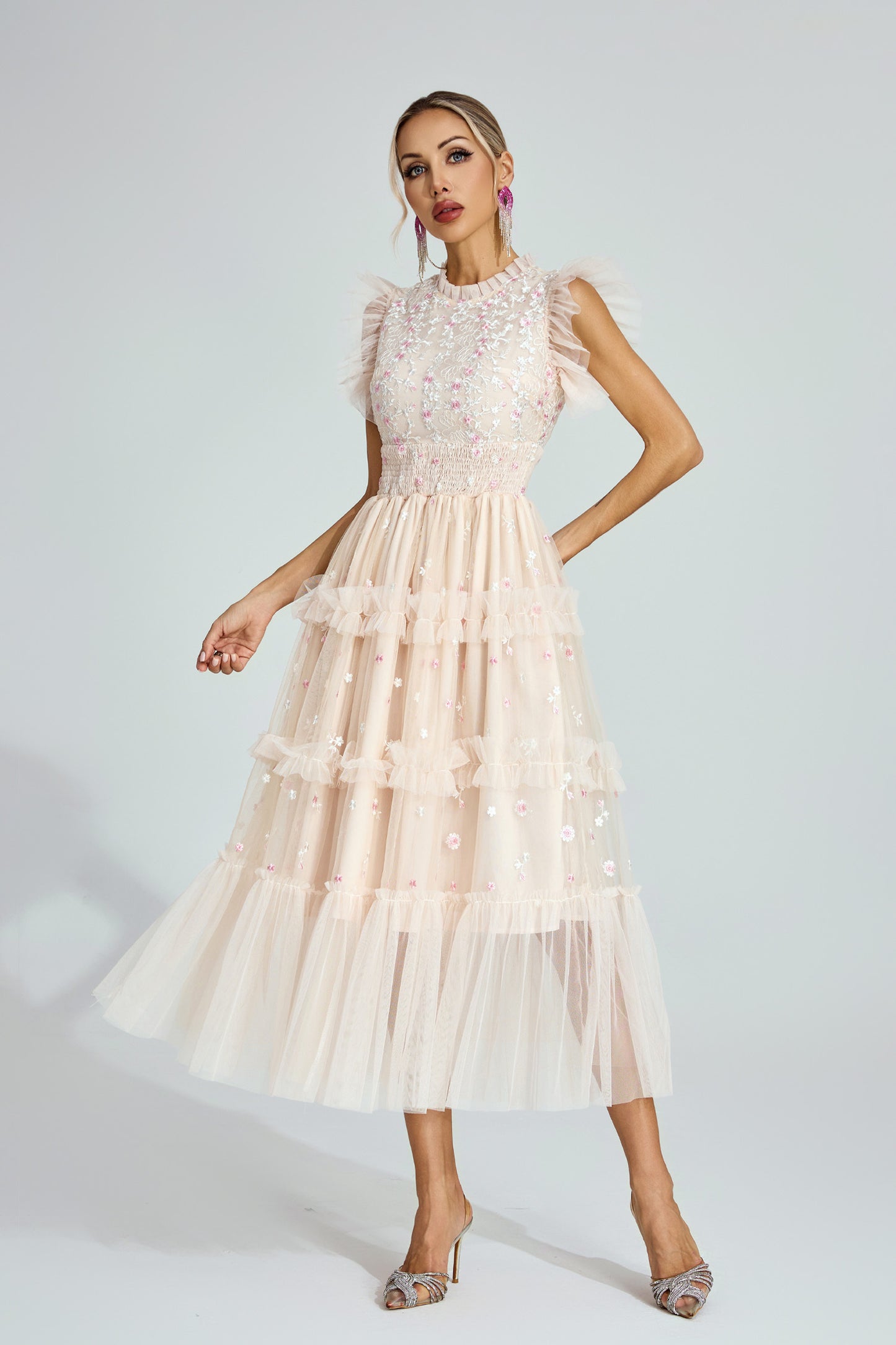 Élise Tulle Blossom Midi Dress