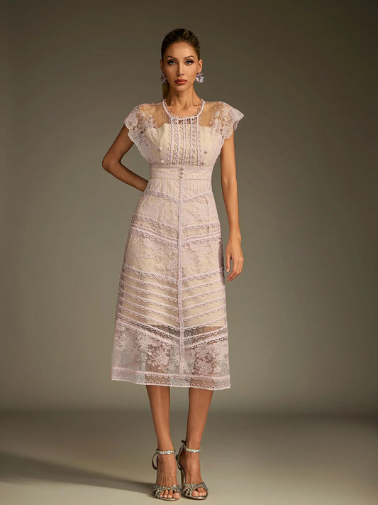 Éclat Lace Illusion Midi Dress