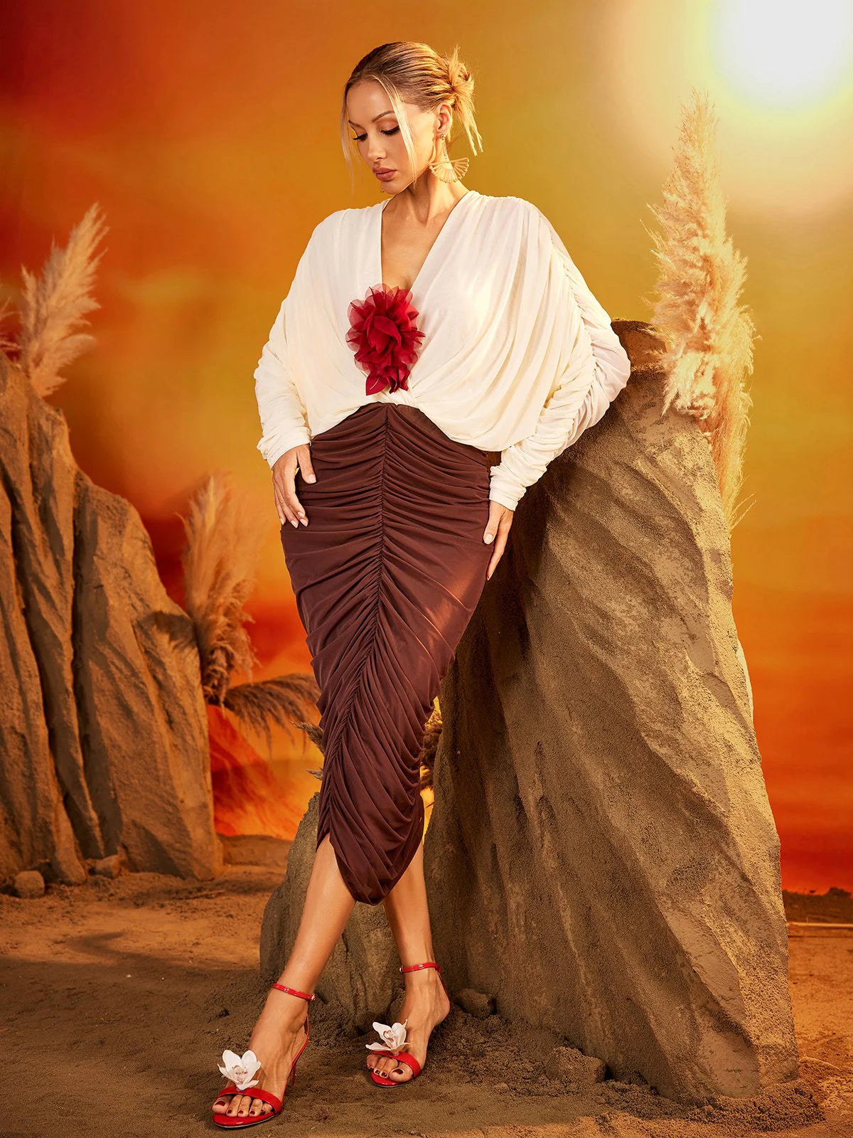 Ruffle Flower Goddess Gown