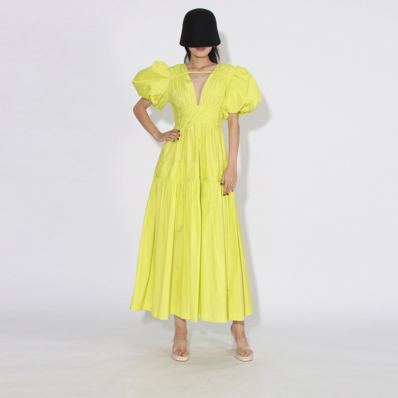 Puff sleeves maxi dress