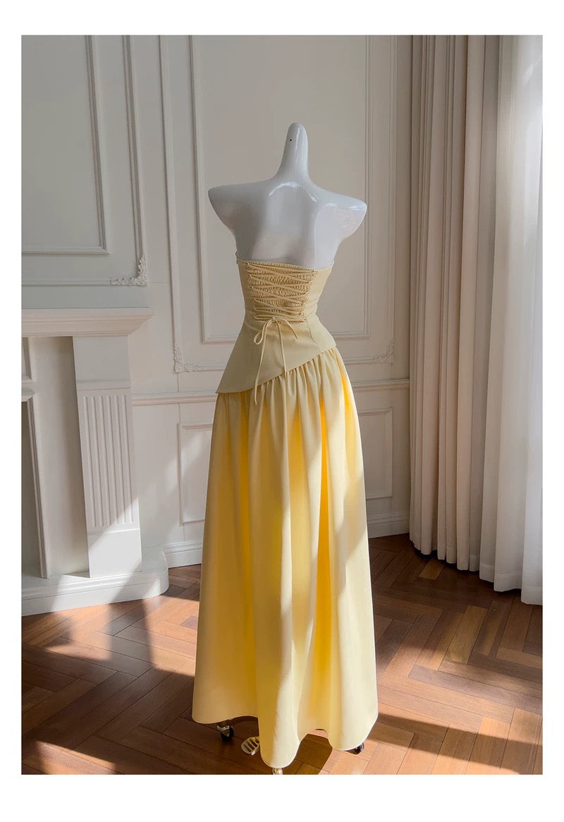 Soleil Scarf Drape Gown - Butter Yellow