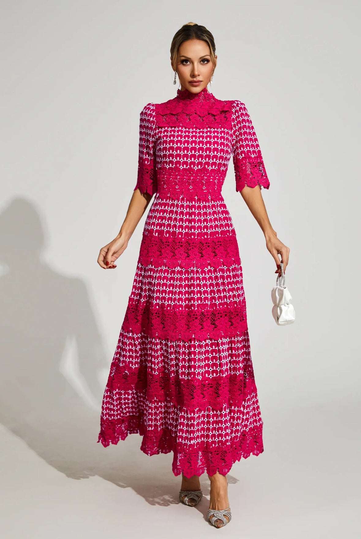 Pink short sleeves  maxi dress