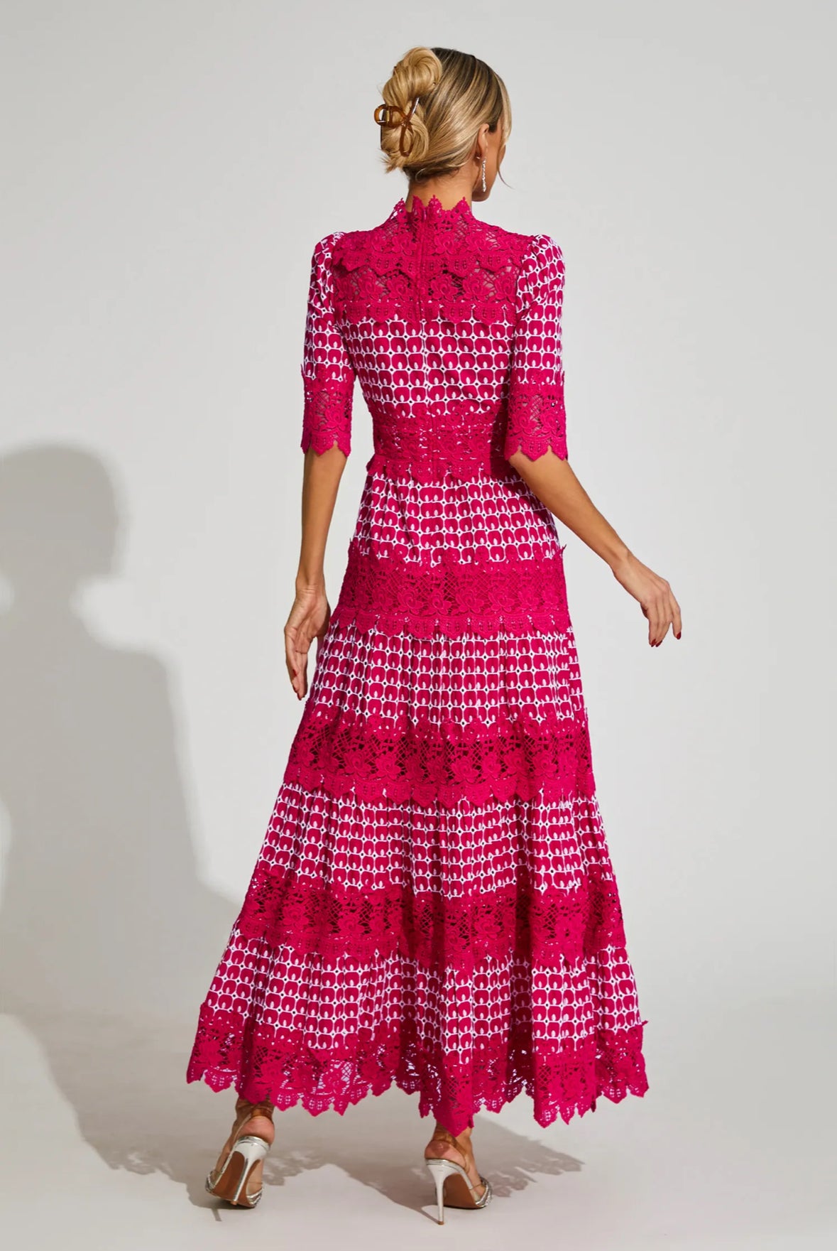 Pink short sleeves  maxi dress