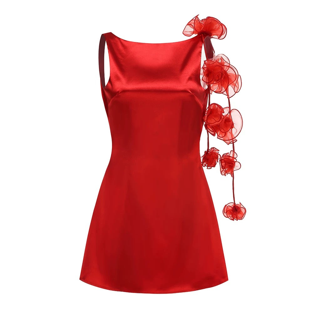 Rubi Bloom Satin flower Mini Dress