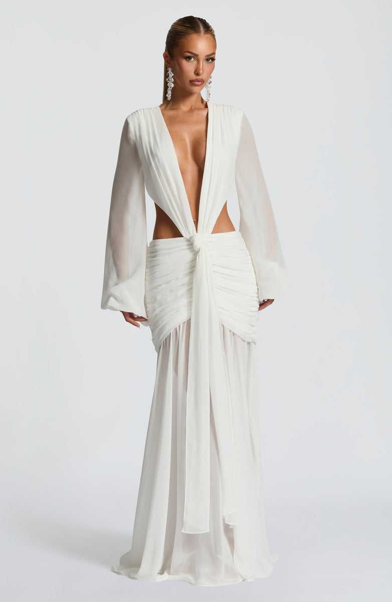 Soleil Ruched Cutout Maxi Dress