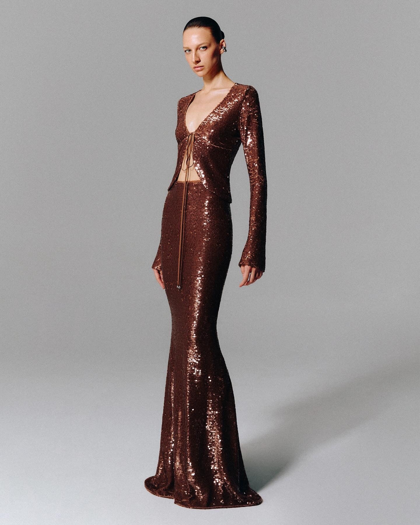 Sierra Bronze Sequin Set Gown