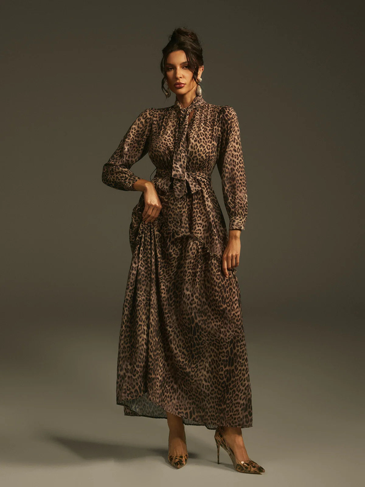 Leopard Elegance Maxi Dress