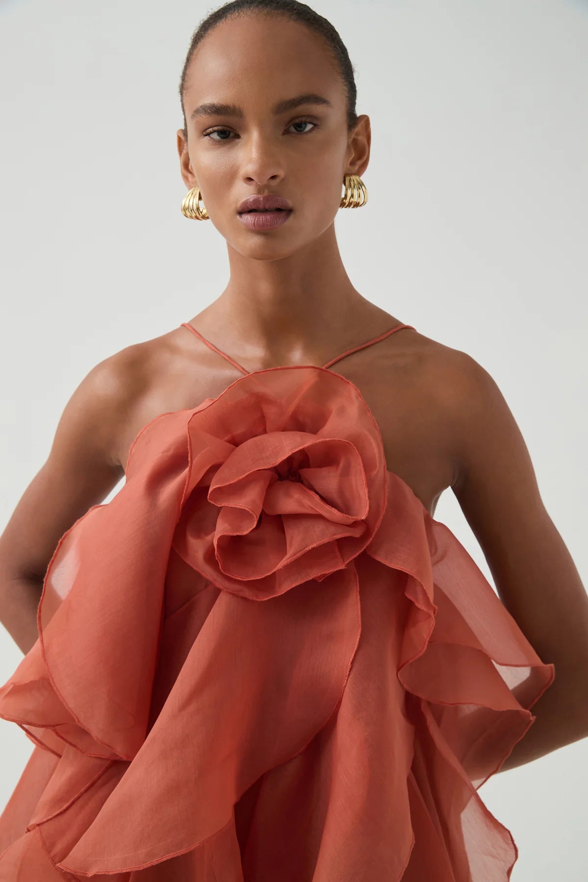 Flower layered backless maxi dress